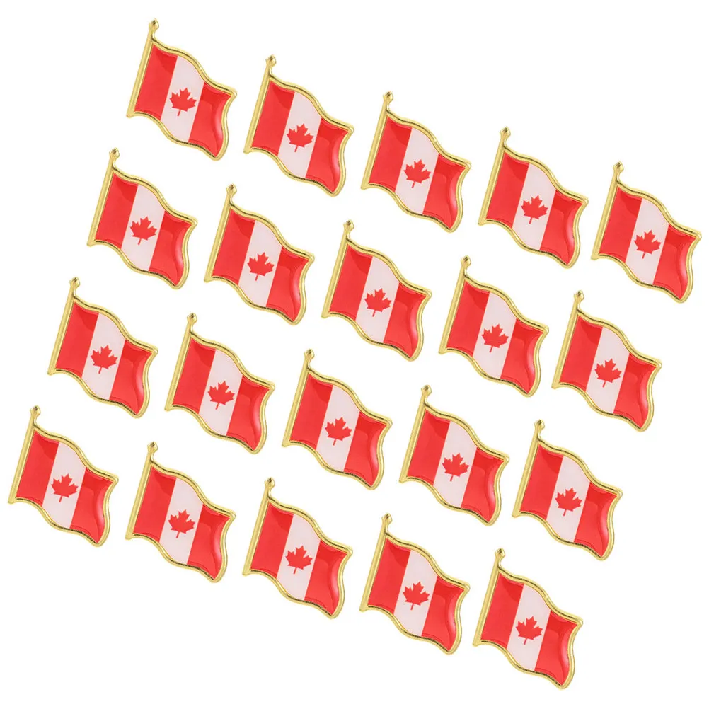 20Pcs Canadian Maple Leaf Lapel Pin Metal Brooch Butterfly Clutch for Travel Souvenirs Suit Hat Bag Canada Day