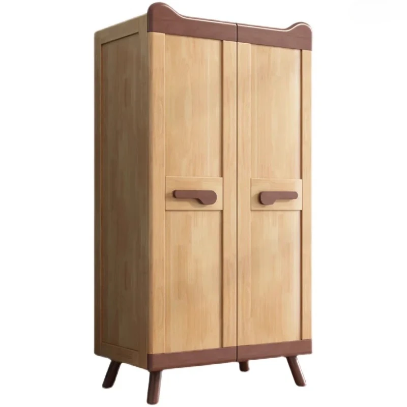 Nordic Solid Wood Children's Wardrobe Simple Modern Small Household Bedroom Cartoon Dresses for Bedroom