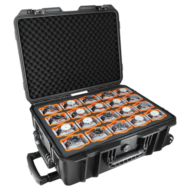 

Luxury Safety Watch Organizer Boxes Big Size Mechanical Watches Box Portable Wrist Watch Storage Display Suitcase Gift for Men