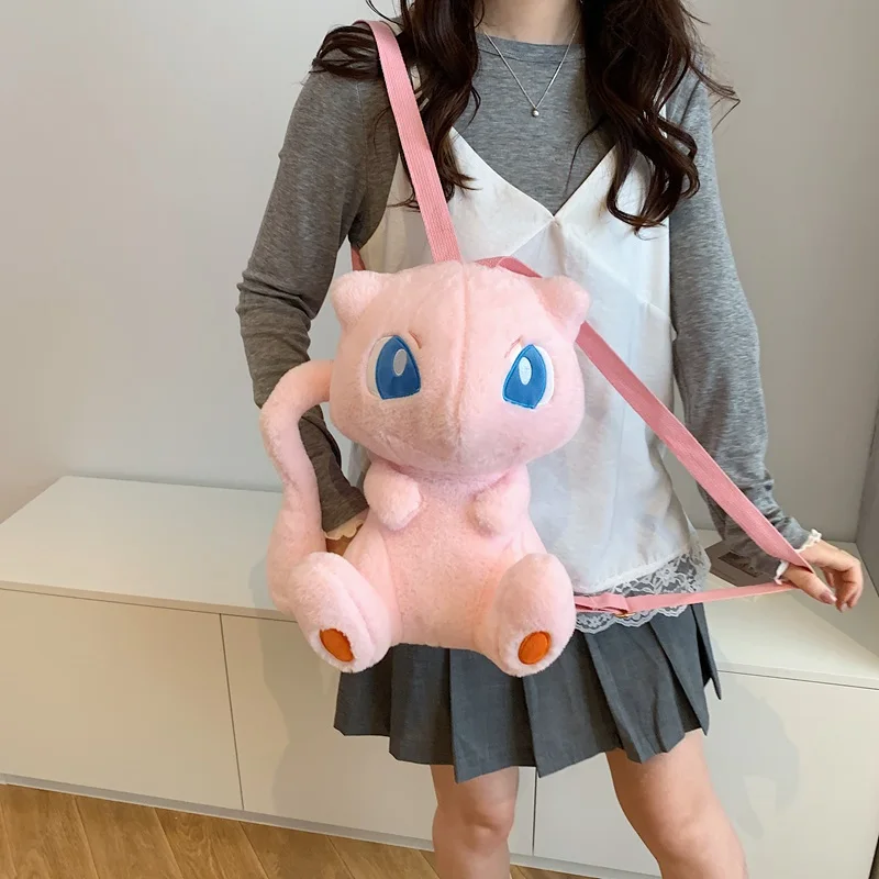 Cartoon Mew Sylveon Plüsch-Rucksack, weiche, flauschige, gefüllte Raichu-Umhängetasche für Studenten, tägliche Reiseaufbewahrung, Dekoration, Fans-Geschenke – Detail 4
