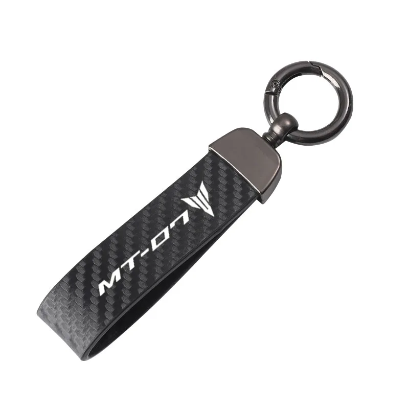 Carbon Fiber Textured Leather Keychain Ultra HD Printing For yamaha MT-07  Keychain Motorcycle Accessories