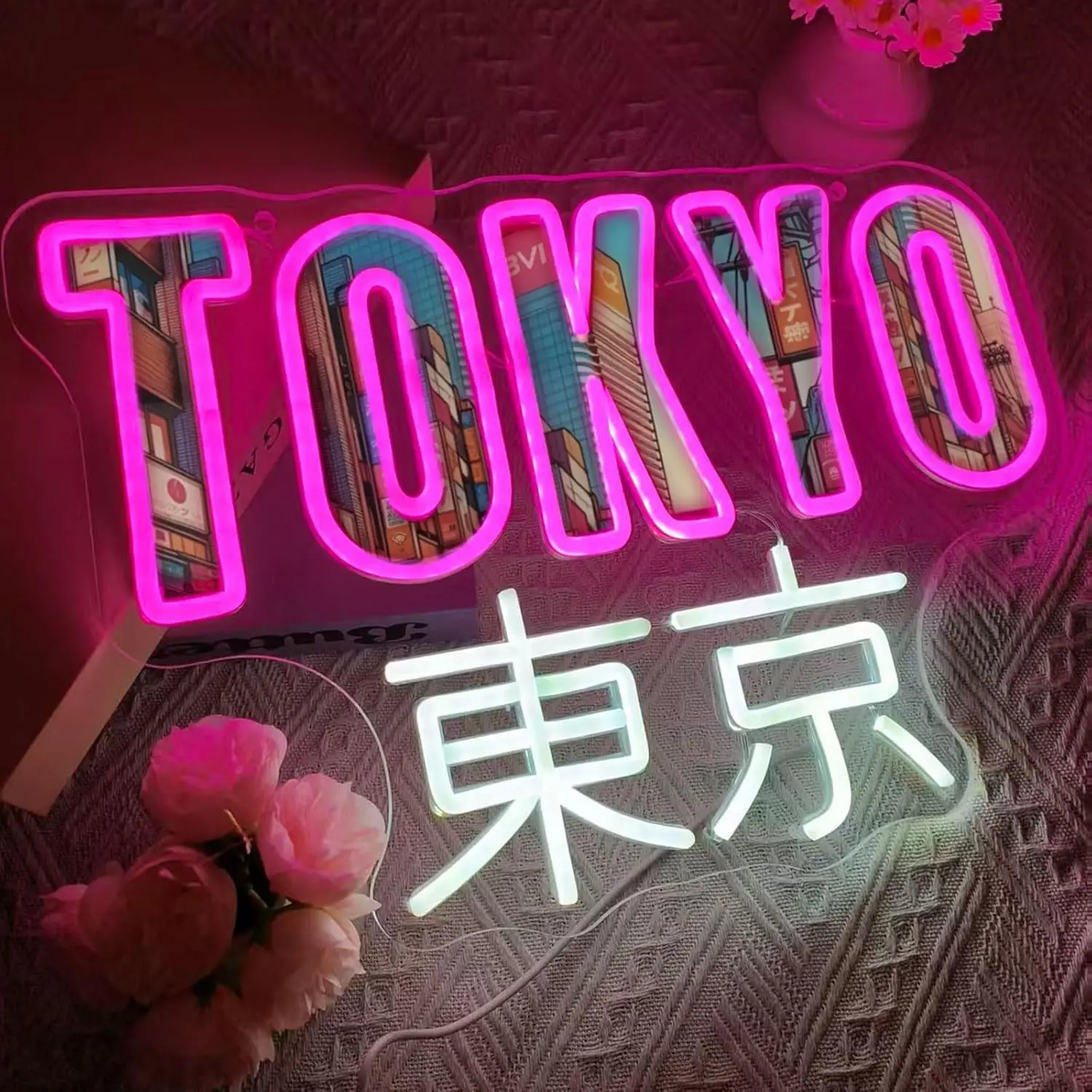  Tokyo LED Neon Sign USB Powered Japan Cityscape Background Neon Light Japanese Aesthetic Bedroom Bar Cafe Gaming Room  Decor