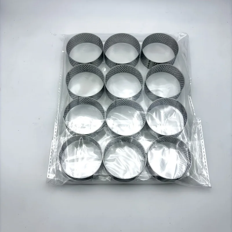 

Круглые кольца для пирогов из нержавеющей стали — перфорированные формы для мусс и десертов, формочки для печенья, формы для фруктовых пирогов, набор из 12 шт.