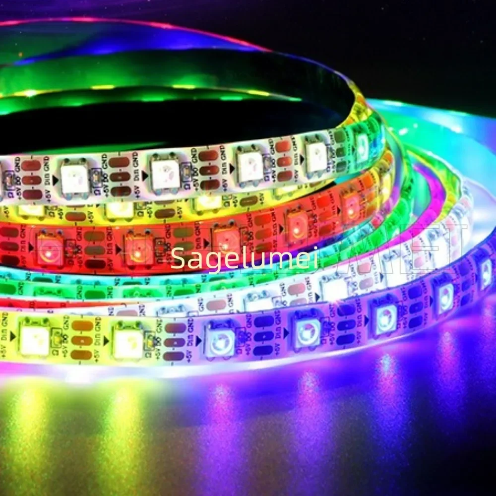 1 متر-5 متر WS2812B 30/60/144 بكسل/led/م شريط بكسل Led ذكي ، أسود/أبيض PCB WS2812B/M IP30/IP65/IP67 DC5V RGB LED أضواء الشريط