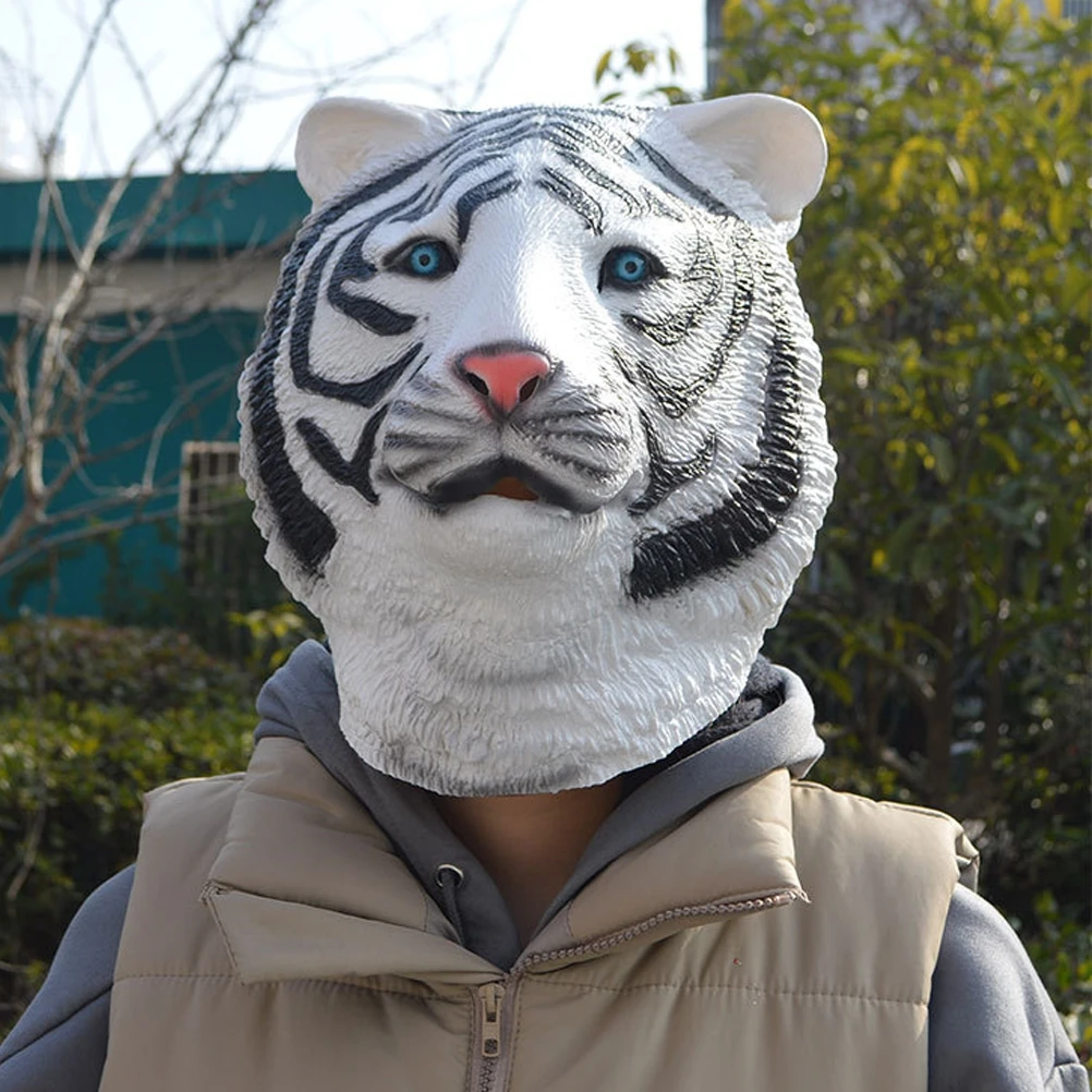 1 pieza de tocado de tigre creativo, disfraz de maquillaje para mascarada, diseño 3D vívido de Halloween, cubierta facial de Animal espeluznante, máscara de vestir
