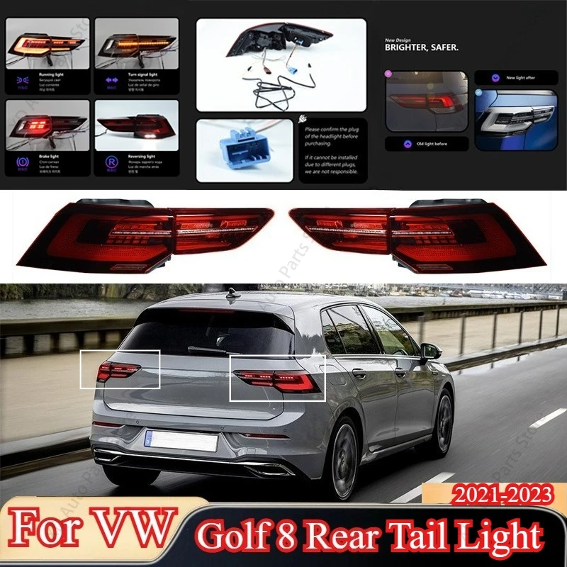 

Car Rear Tail Light For VW Golf 8 2021-2023 Taillight Assemblies LED Turning Signal Lamp Body Kits Modification Exterior Tuning