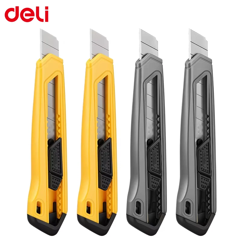 ABS Body Utility Knife 18mm Silver Blade Auto-Lock Push Button Cutter Lightweight Comfort Grip for Office Craft Hobby Cutting