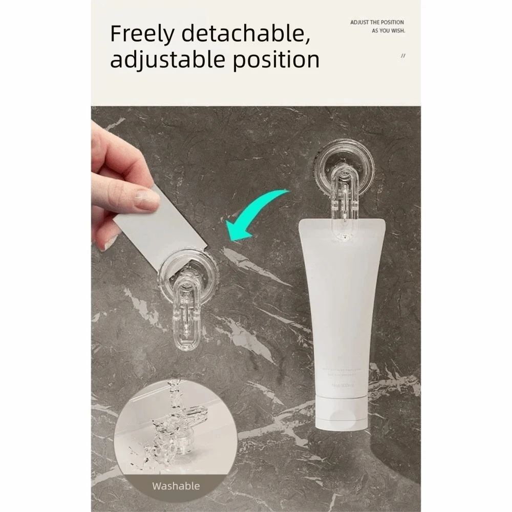 Space Saving Rotating Suction Cup Hook Waterproof Strong Load Bearing Utility Hook Lightweight No Drill Wall Clip Kitchen