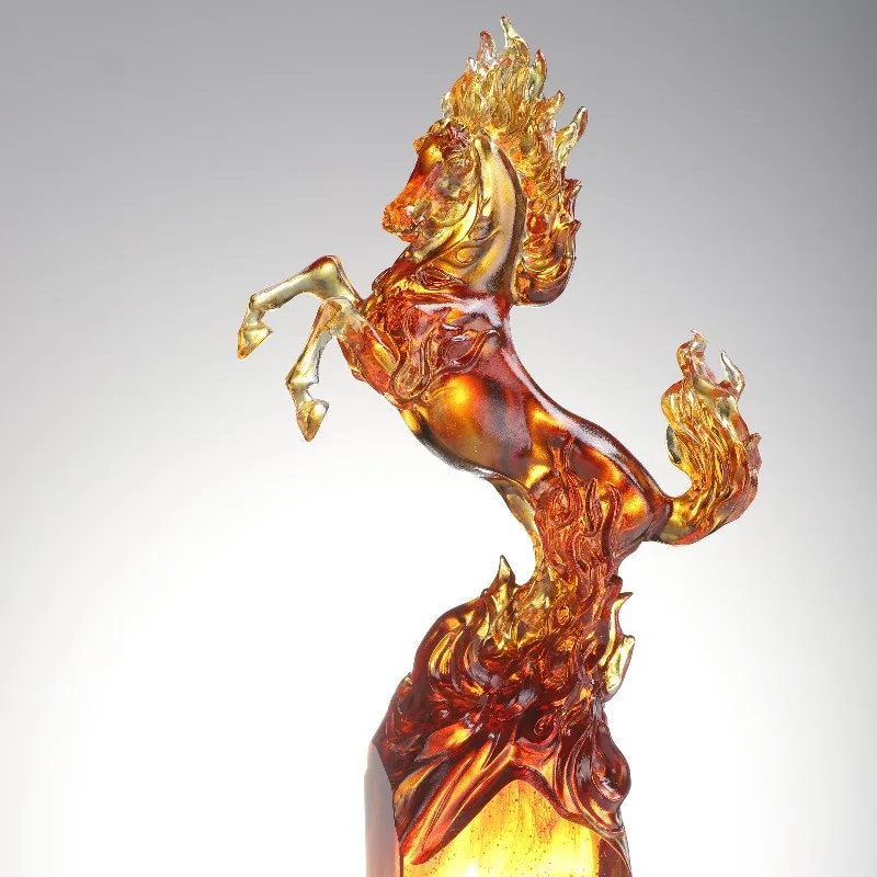 Hot Sale 2026 Glazed Horse Figurine Crystal Texture Finish Luxury Animal Sculpture Feng Shui Wealth Decoration Gift Set
