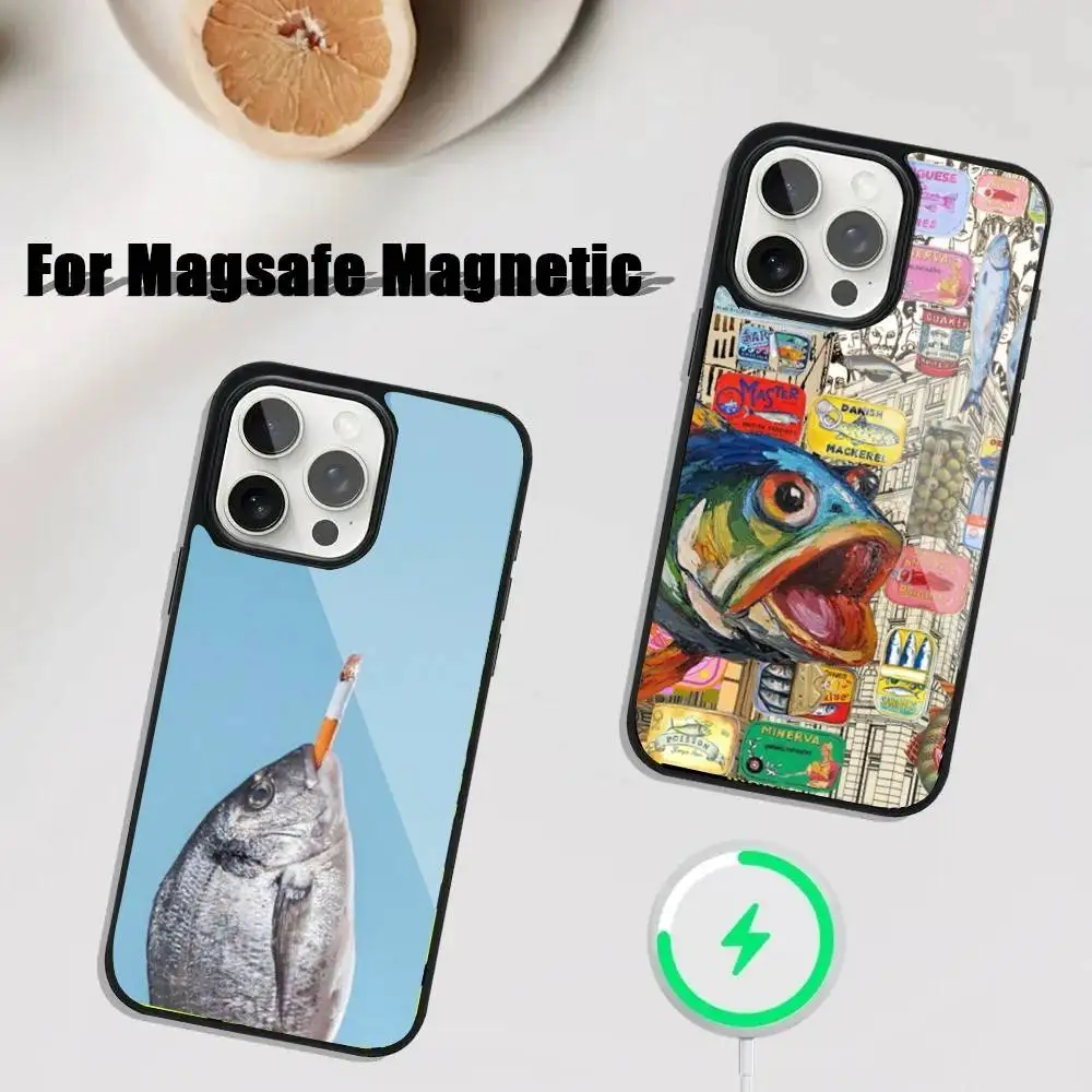 

F-Fish F-Funny Sardines Phone Case For iPhone 17,16,15,14,13,12,11,Pro,Max,Plus,Mini,SE4,E Magnetic Magsafe Wireless Charging