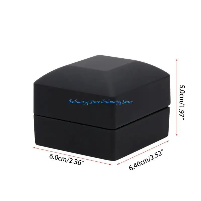 573B Jewelry Ring Box for Case with LED Lighted up for Proposal Wedding Red Black