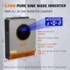 PowMr 2400W 순수 사인파 인버터 24VDC ~ 110V/120VAC 50A PWM 충전 컨트롤러 최대 PV 80VDC 태양광 인버터 오프 그리드 시스템 2