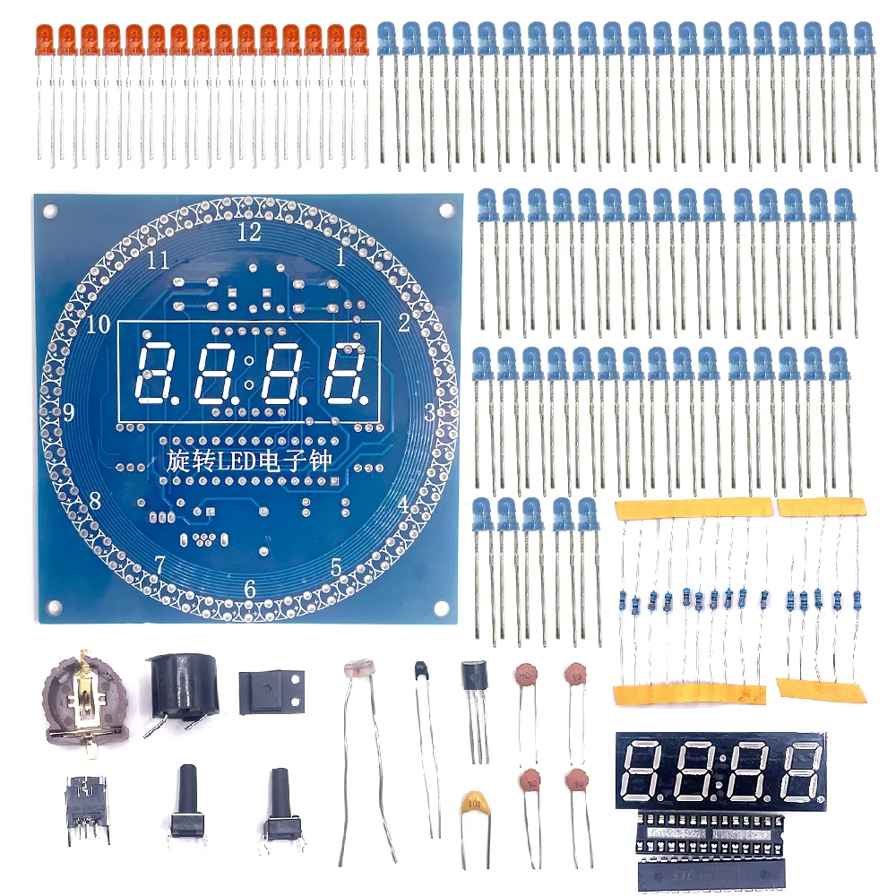 DIY Rotating Digital LED Display Module Alarm Electronic Digital Clock Kit 51 SCM Learning Board 5V DS1302