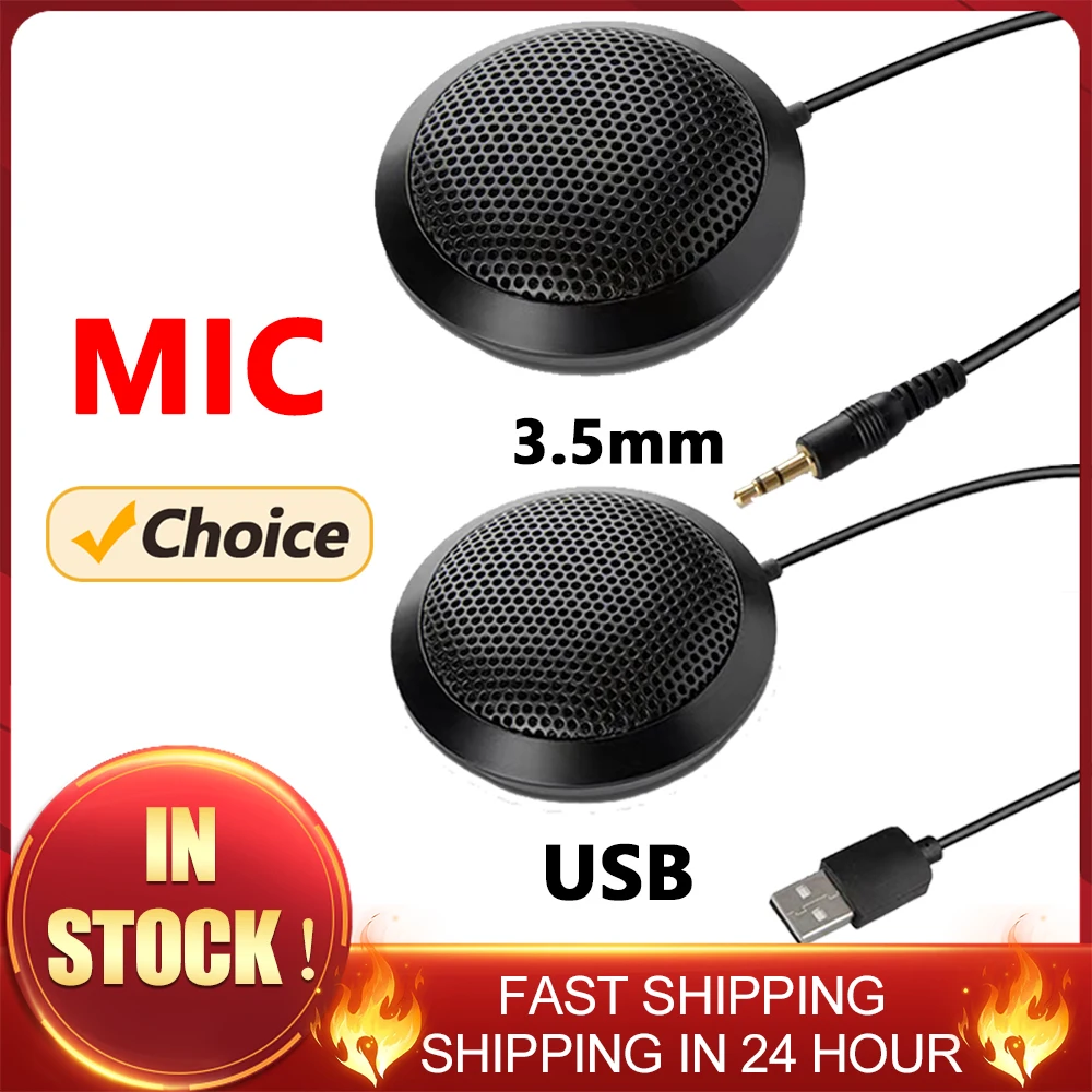 USB/3.5mm Jack Conference Microphone 360° Omnidirectional Condenser MIC For Laptop PC Video Conference Gaming Chatting