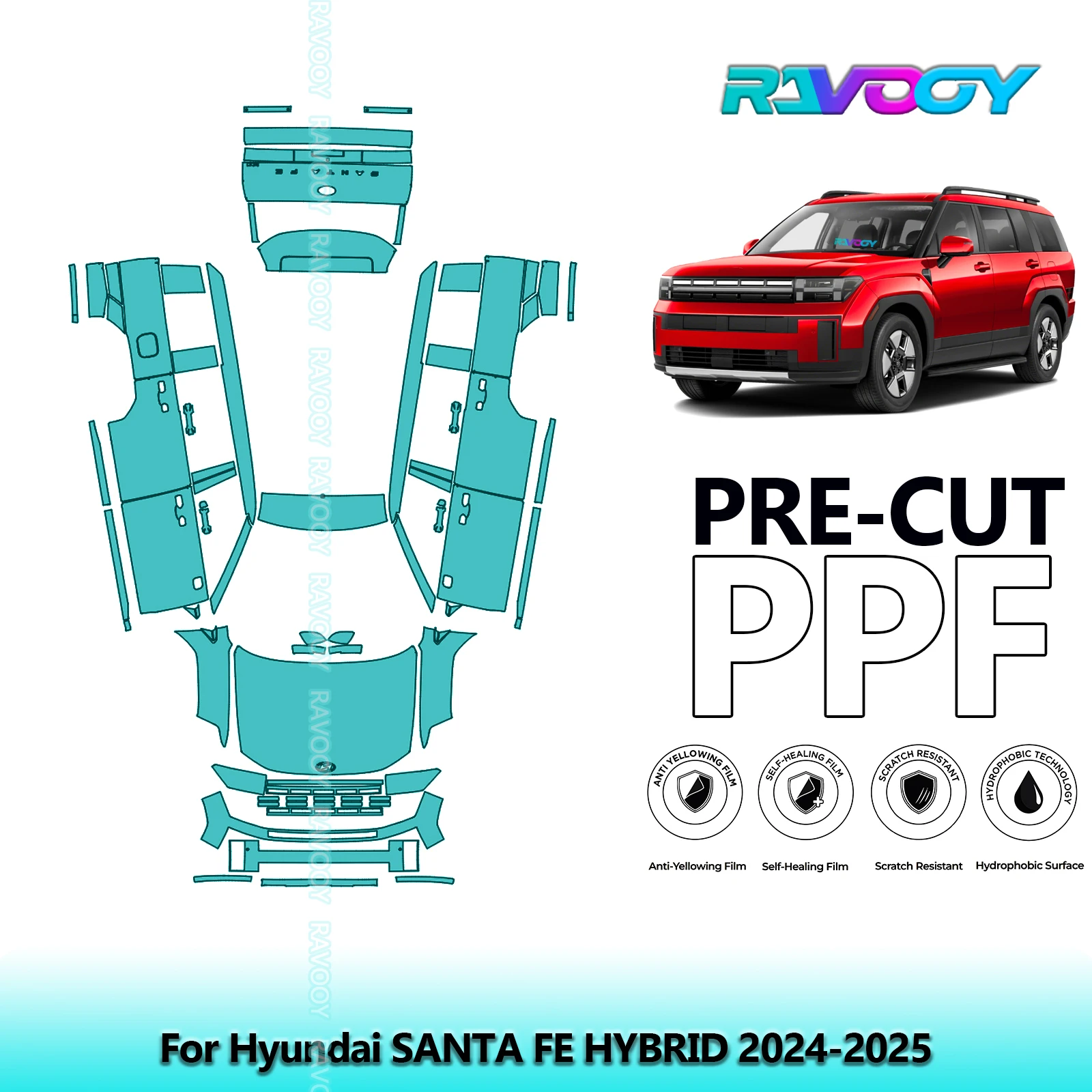 

Car Precut PPF Paint Protection Film Full Vehicle For Hyundai SANTA FE HYBRID 2024-2025