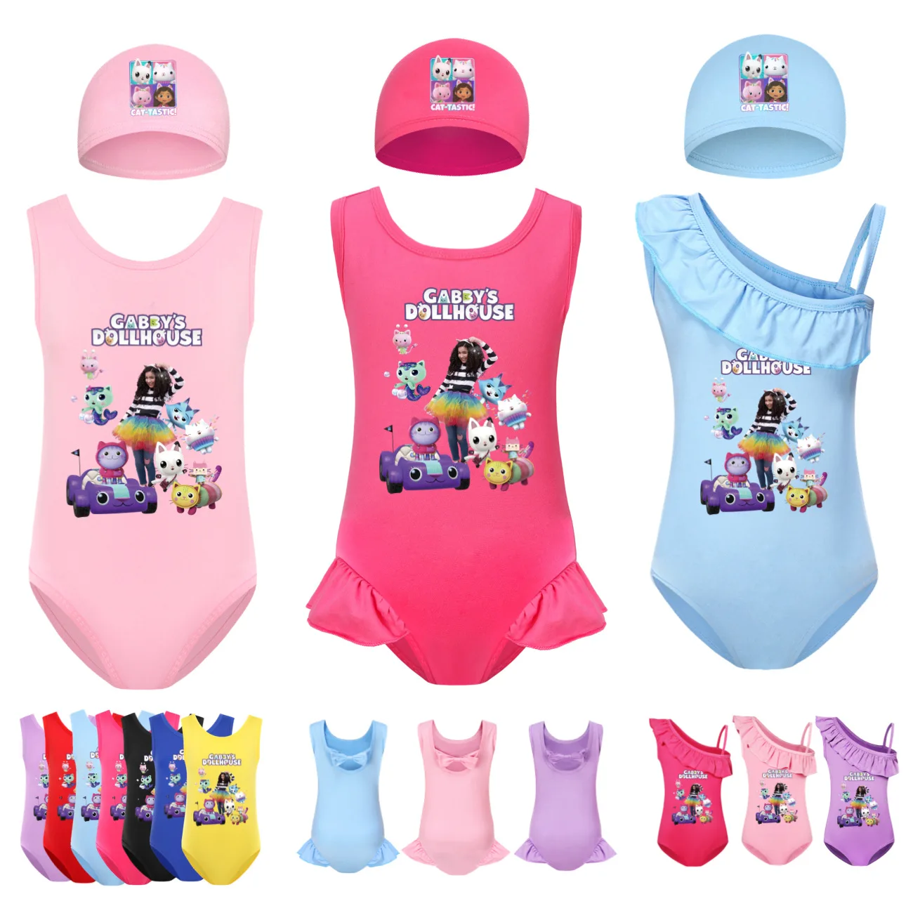 

GABBY DOOLHOUSE Clothes Kids One Pieces Bathing Suit Baby Girls Summer Ruffles Swimsuit Children Sleeveless Swimwear Beach Wear