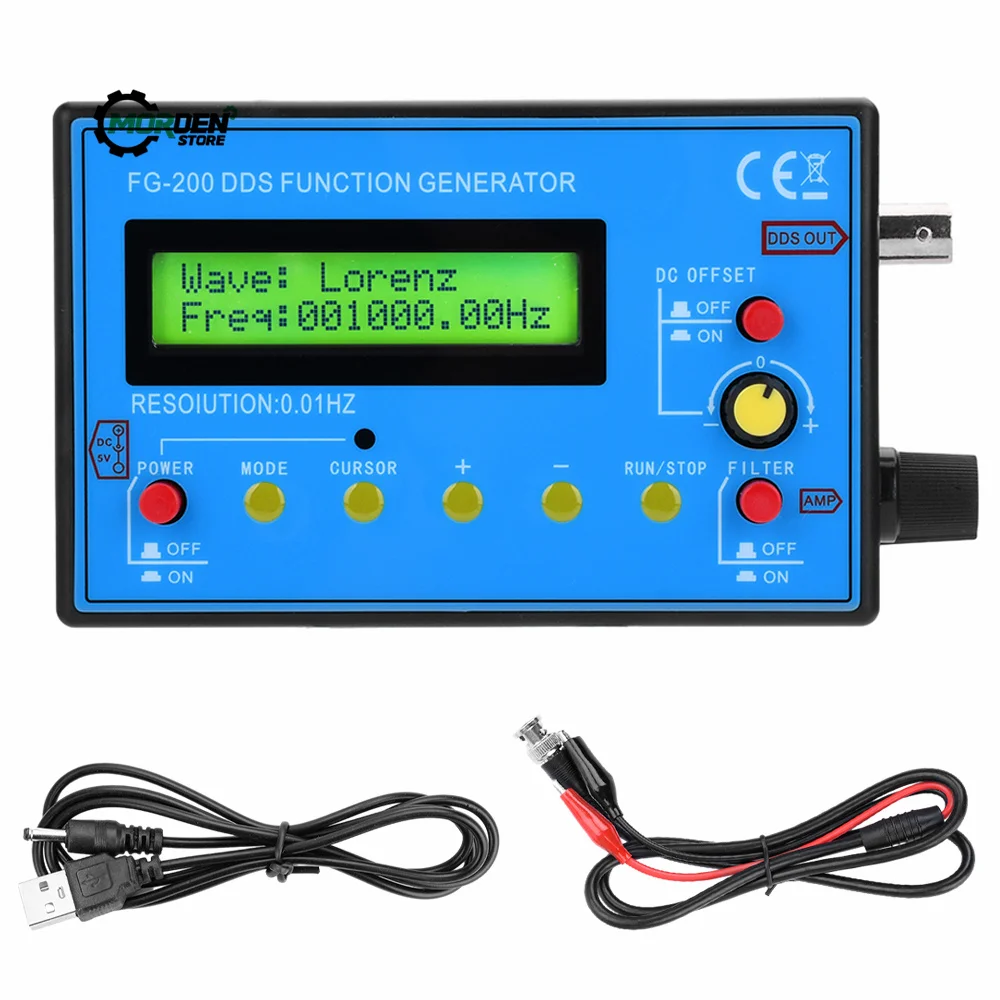 FG-200 DDS Signal Generator Frequency Counter 01Hz - 500KHz Signal Source Module Sine+Square+Triangle+Sawtooth Waveform