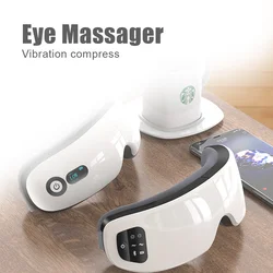 Dobrável Massageador de Olhos com Carregamento USB, Inteligente Eye Mask Vibrador, Compressa Quente, Bluetooth, Música Eye Care, Aquecimento, Dispositivo de Alívio de Fadiga