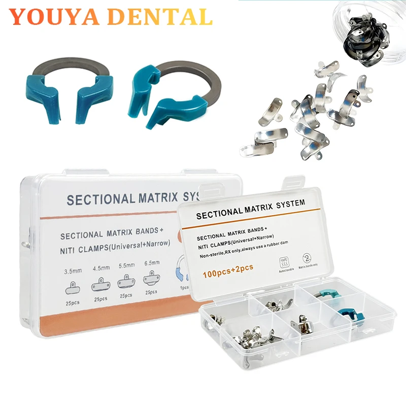 Dental Matrix with Clamp Cross Sectional Profile Matrix System Metal Matrix Nickel Titanium Clamp Ring Dentistry Tools
