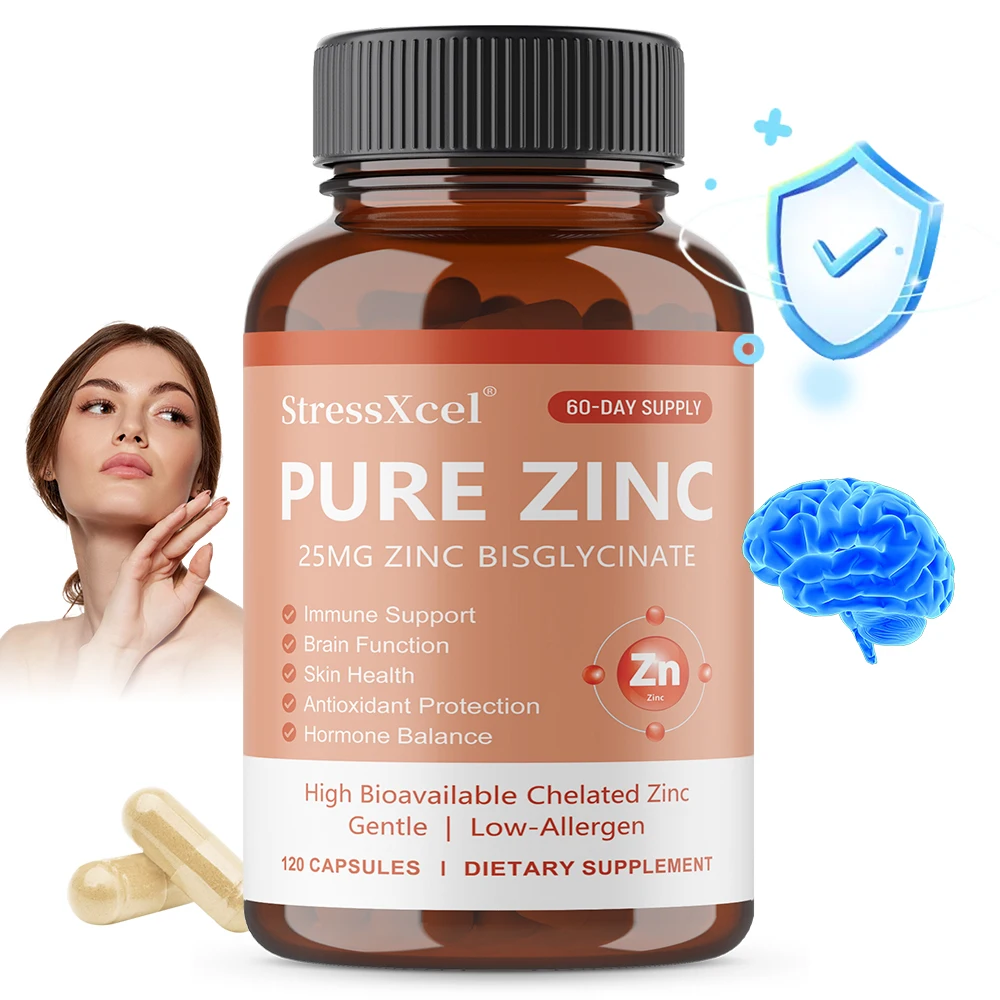 

Добавка из чистого цинка 25 мг — антиоксидантная защита, здоровье кожи, поддержка иммунитета, без глютена, без ГМО, 120 капсул