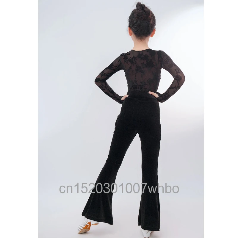Latin Dance Practice Clothes for Girls and Children, Micro Flared Pants, High-end New Style, Professional Dance Training, Modern