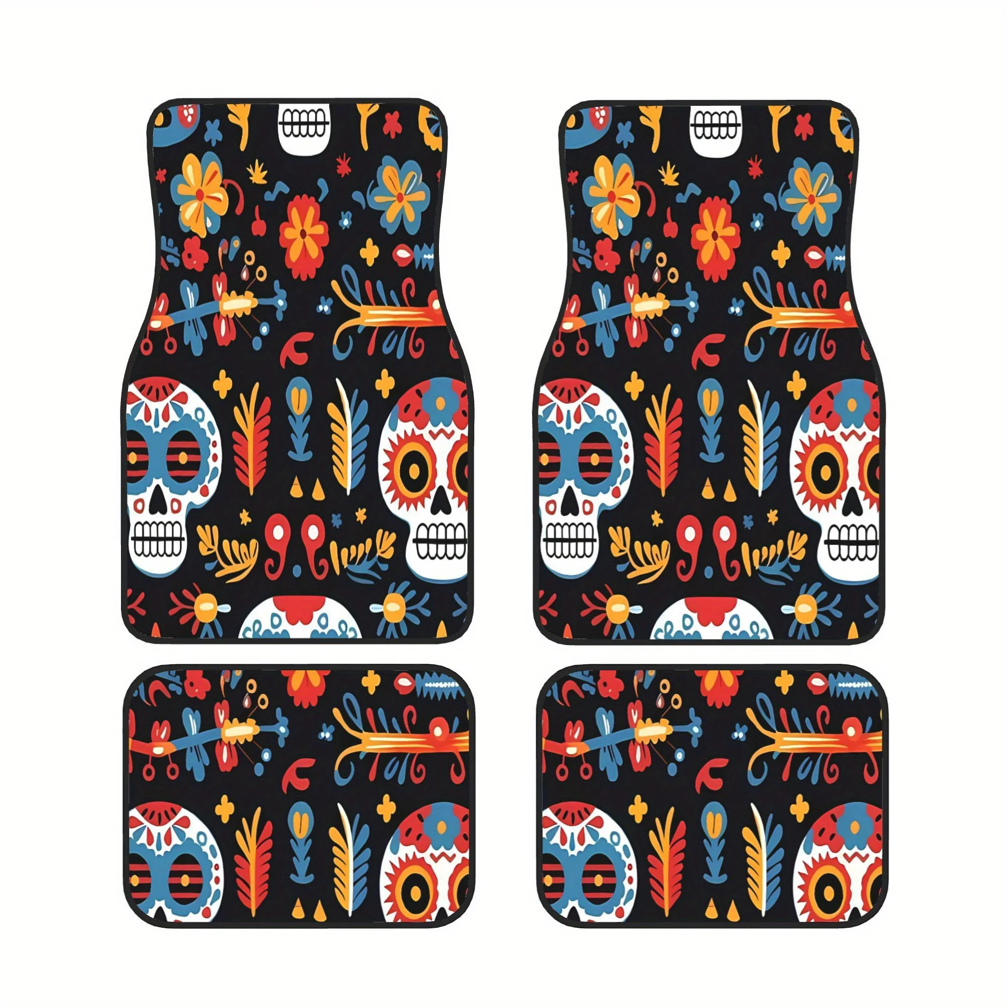 Colorful Fantasy Pattern Orange Blue Red White Green Turquoise Yellow Chic Simple And Elegant Four Piece Floor Mat Set For Your