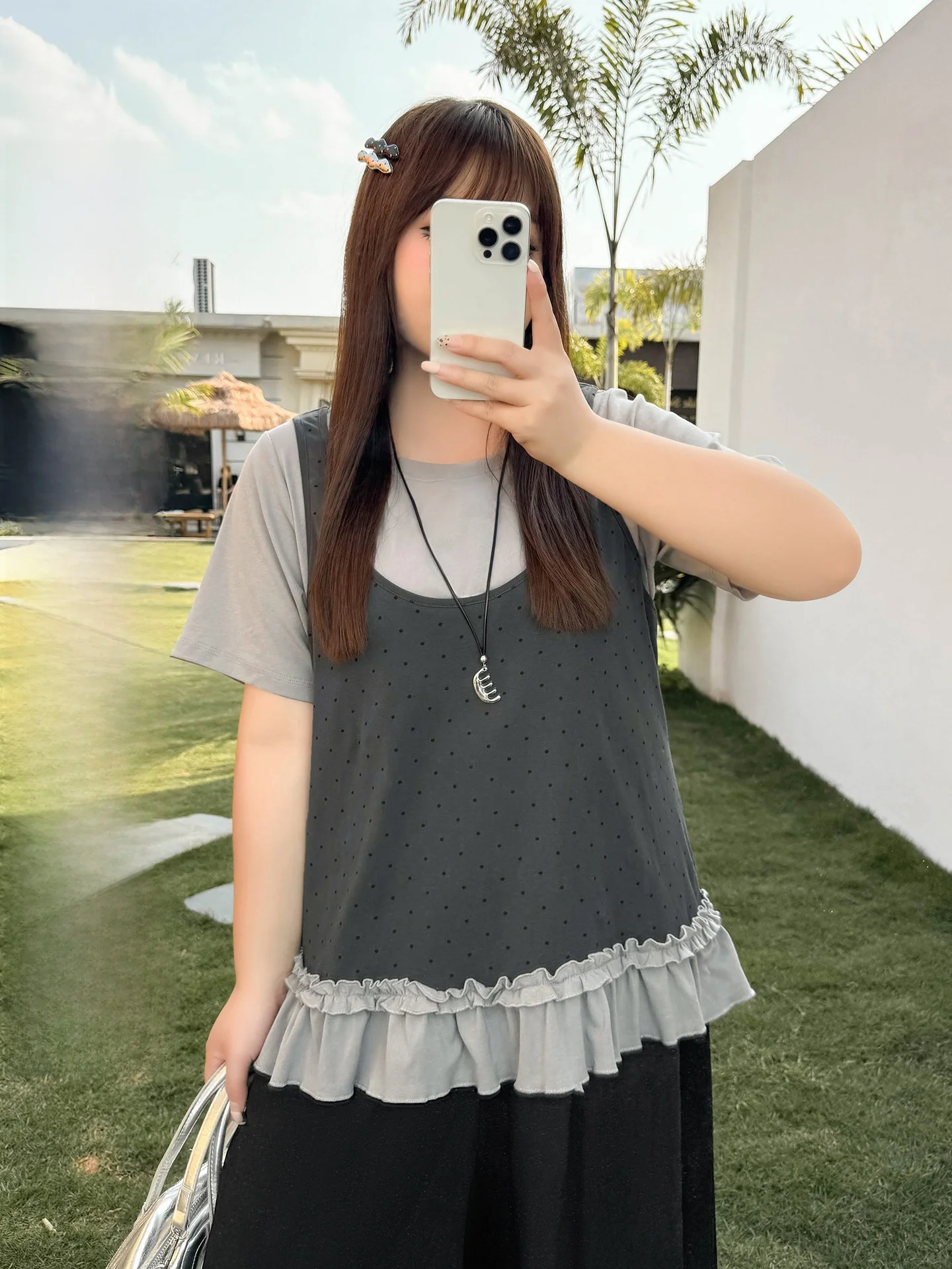 

plus Size Women's T-Shirt Paris Street Style Summer Fake Two-Piece Lace Splice Short Sleeve Breathable Cotton Blend Top