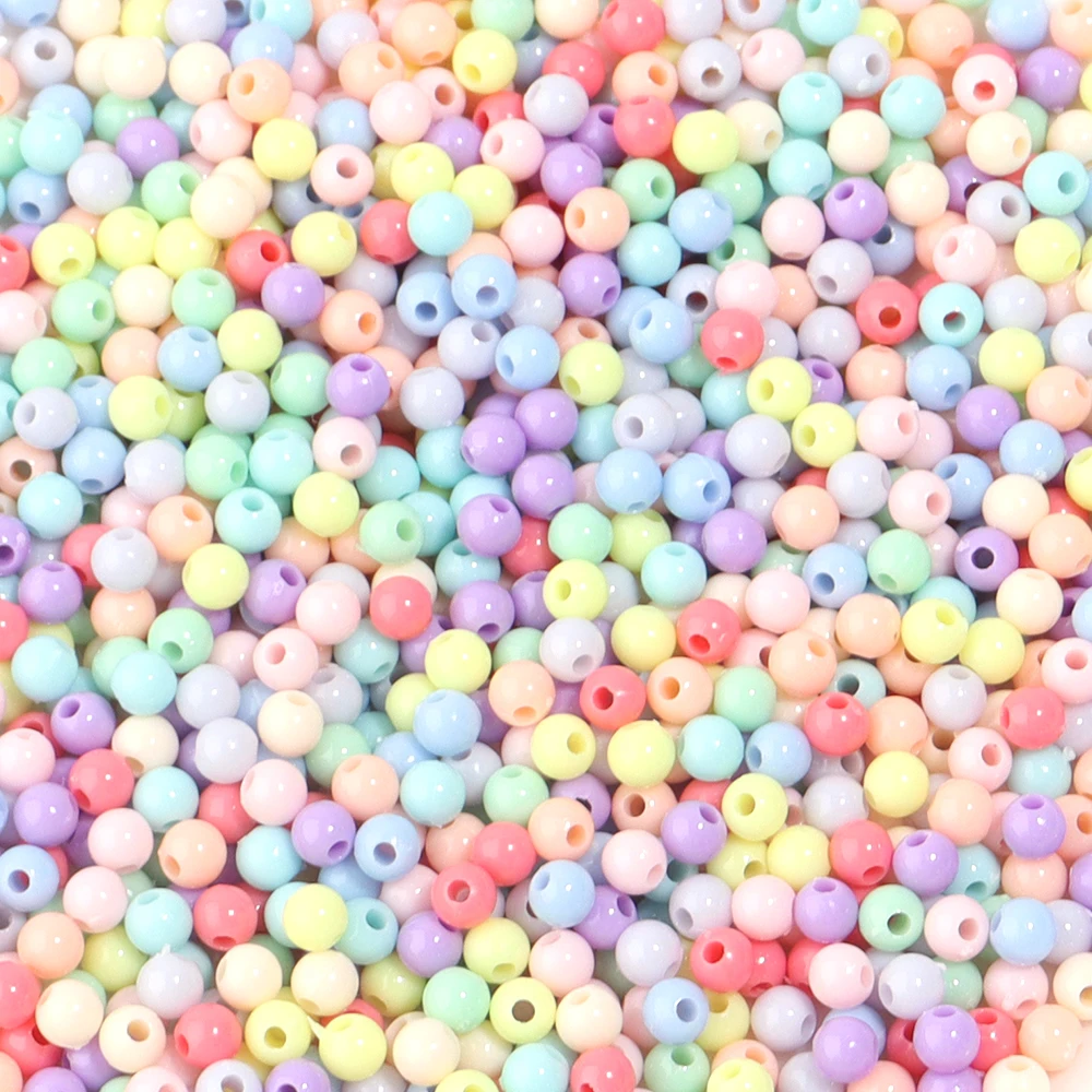 1000 Stück/Lot Acrylperlen Bunte Runde Lose Perlen für Schmuckherstellung DIY Zwischenperlen Armbänder Halsketten Zubehör – Detail 8