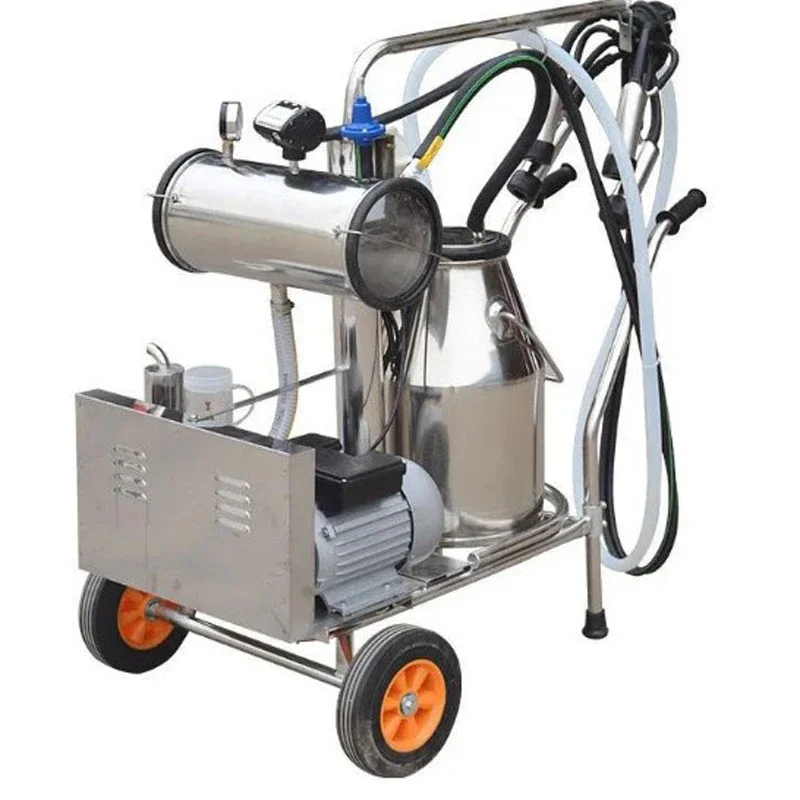 #Automatic Single And Double Barrel Vacuum Pump Wholesale Mobile Milking Machine For Sale