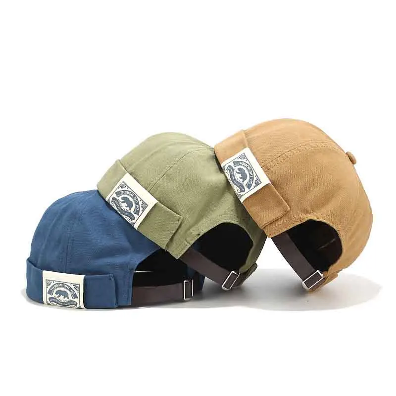 Denim Docker Hat Fashion Brimless Beanie Hat Retro Worker Skull Cap Rolled Cuff Sailor Cap Hip Hop Dancing Watch Cap