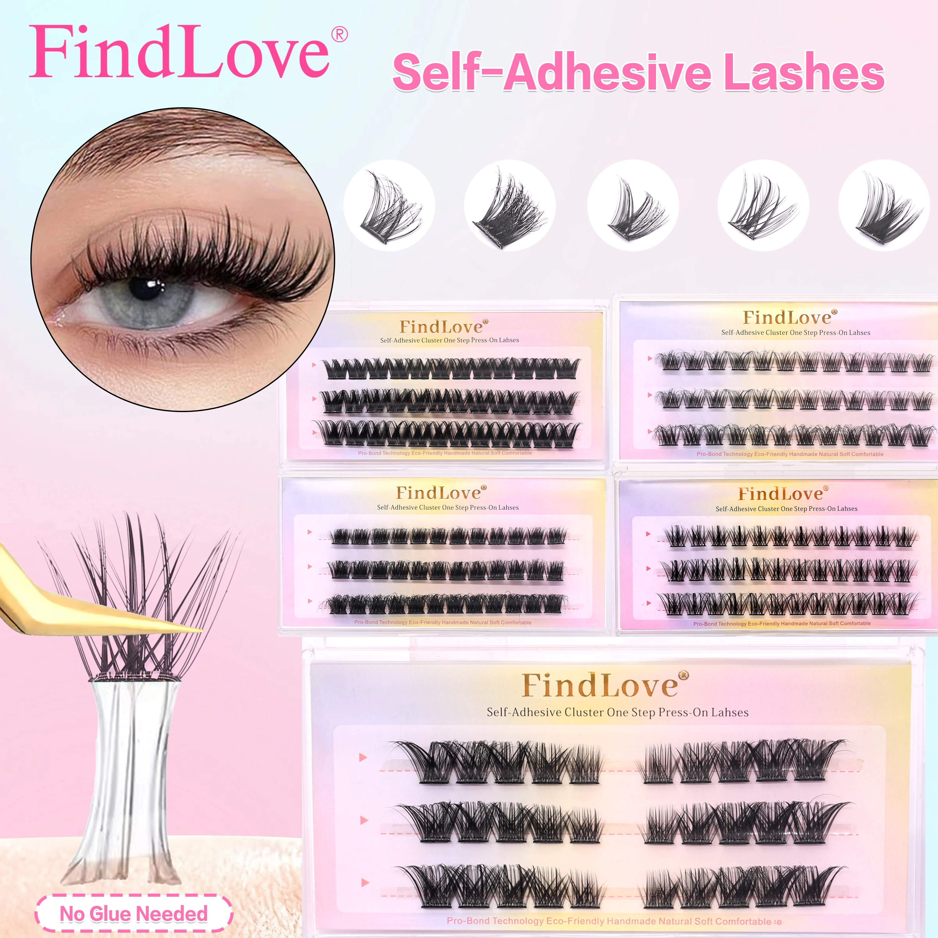 Popularne, ręcznie robione rzęsy na klej, technologia Pre-Bond, długotrwałe, gęste, styl 3D, wodoodporne, bez potrzeby użycia kleju.