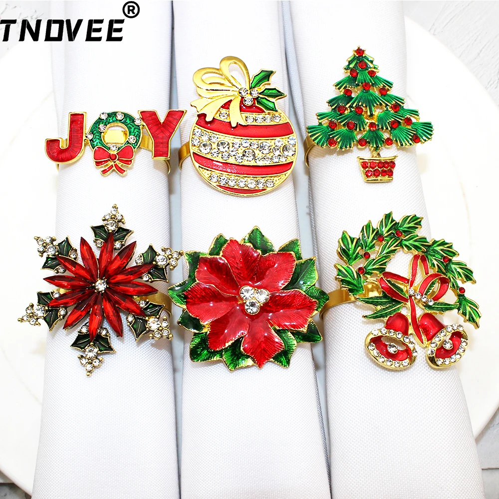 

6PCS Christmas Napkin Rings Deer Serviette Holders Table Decorations for Wedding Christmas Thanksgiving Birthday Party Decor