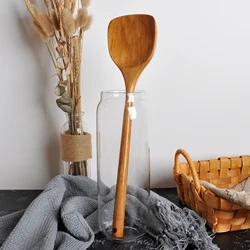 Wooden Spatula Long Handle Heat Resistant Spoon Non-Stick Pan Wood Shovel Cooking Spatula Kitchen Utensils Cookware For Home