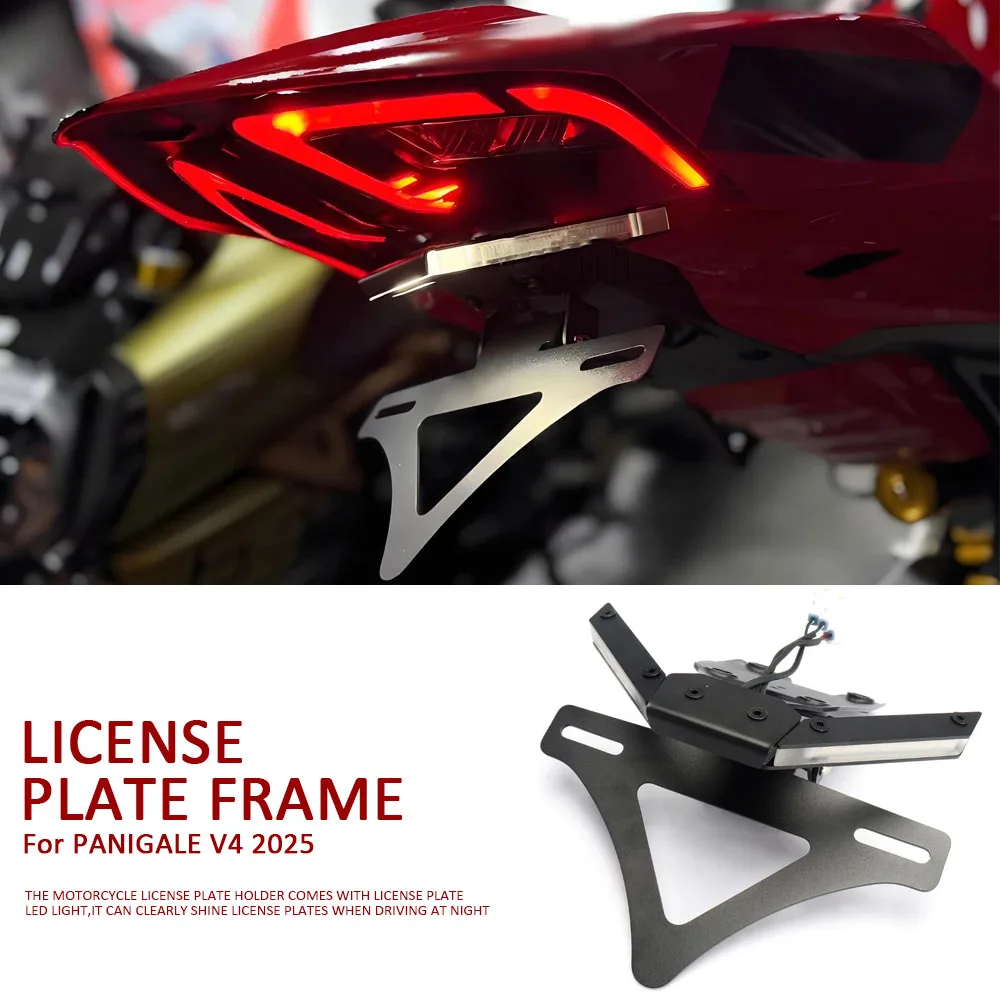 

2025 Frame Rear Tail Tidy Fender Eliminator Kit Motorcycle Accessories Number License Plate Holder For Ducati Panigale V4