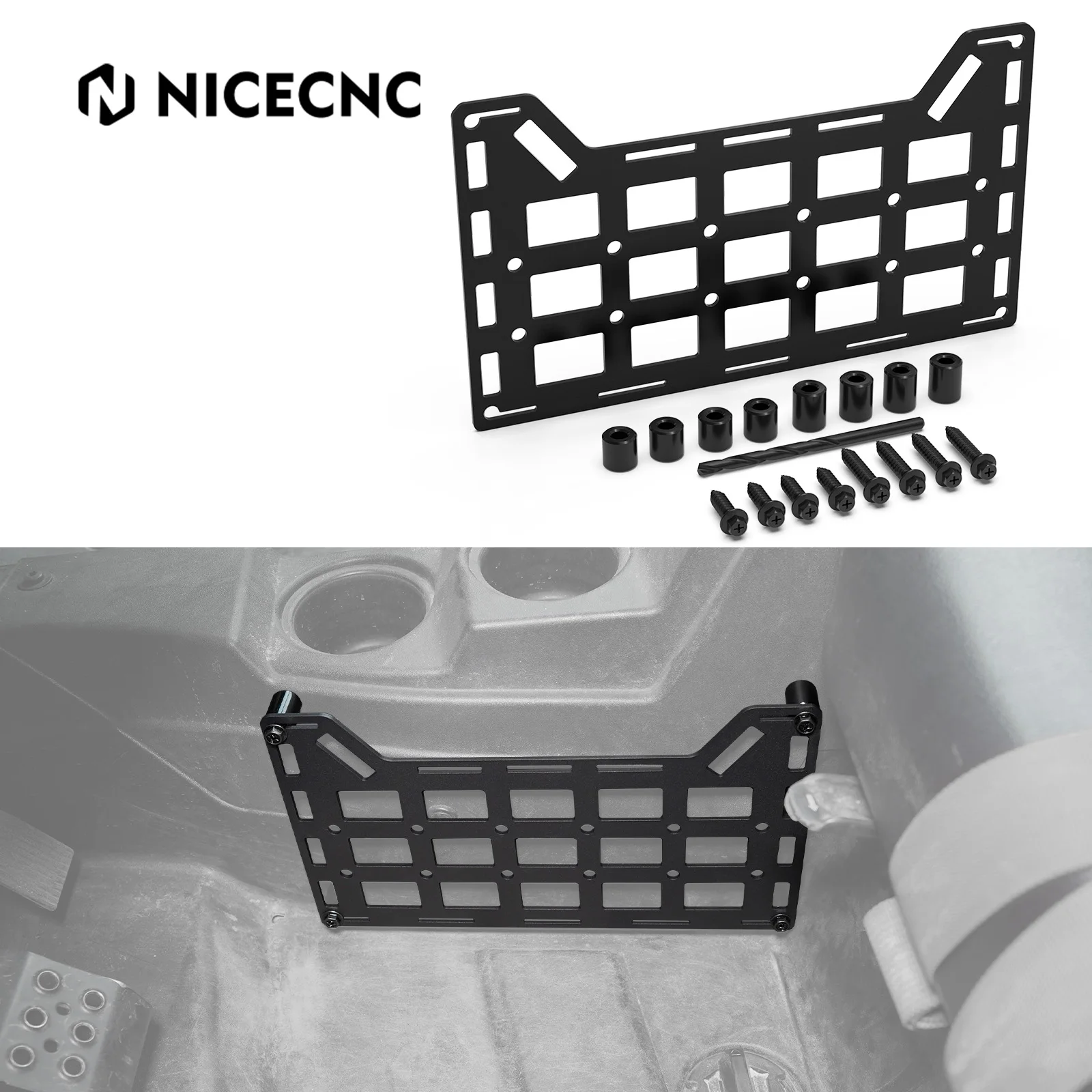 

NICECNC UTV Universal Rigid Molle Panel Vehicle Molle Organizer Q235 steel Resistant Durable Motorcycle Accessories
