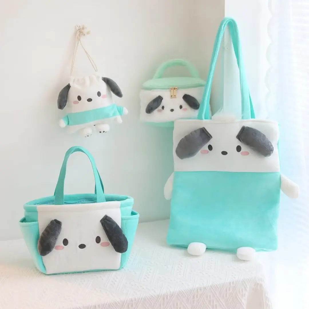 Sanrio Cute Pochacco Shoulder Bag Kawaii HandBag Cosmetic Case Japanese Style Drawstring Bag Tote Bag Cosmetics Storage Girl