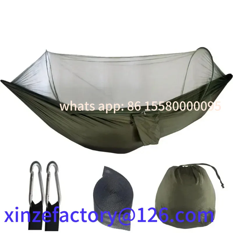 

Customizable Lightweight Parachute Fabric Outdoor Hammock with Net for Camping Travel