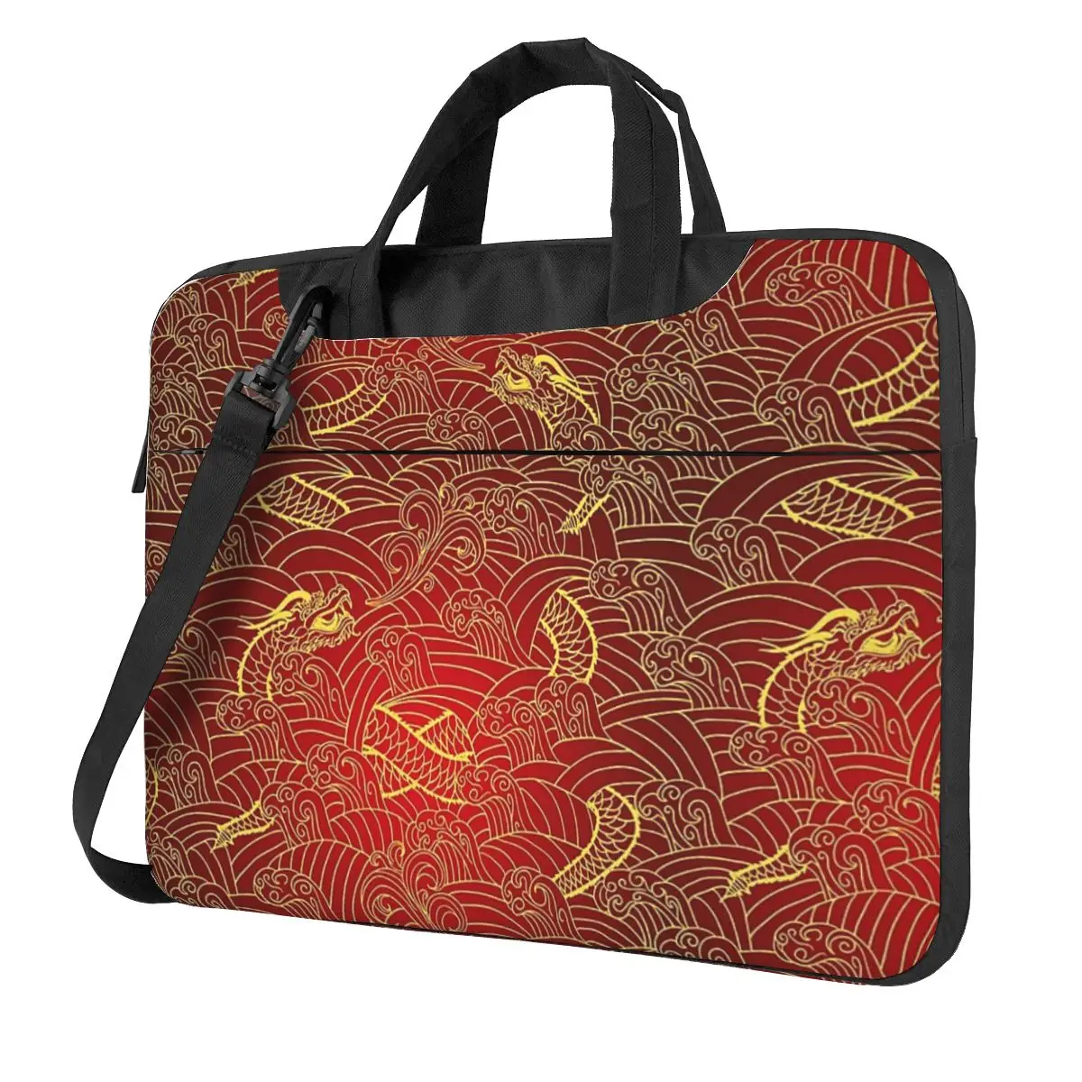 Gold Dragon Pattern Crossbody Laptop Bag Case Computer Bag 13 14 15.6 Inch Notebook Pouch for Macbook Pro Lenovo