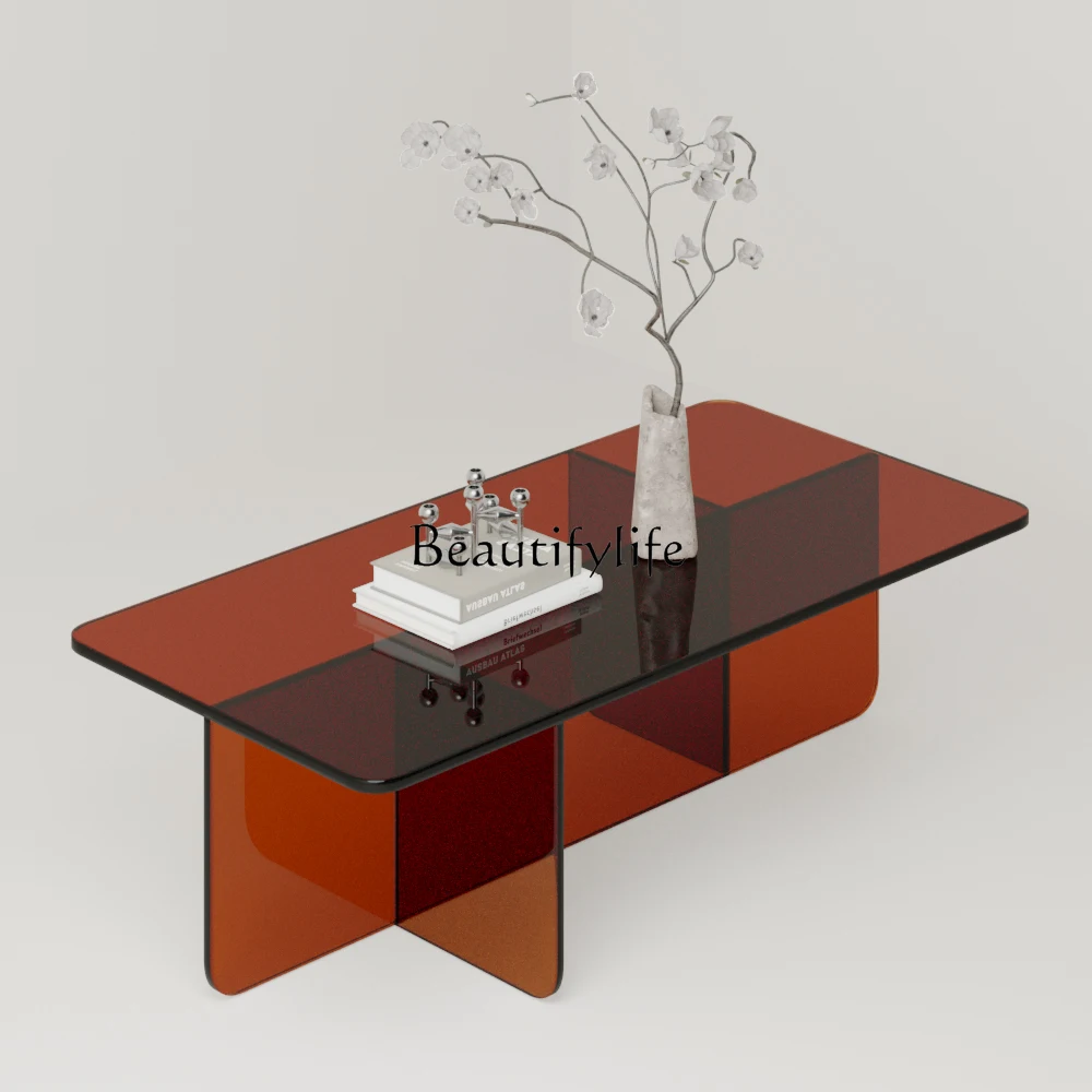 

High-End Acrylic Square Minimalist Modern Simple Coffee Table Living Room Home Small Apartment Non-Glass