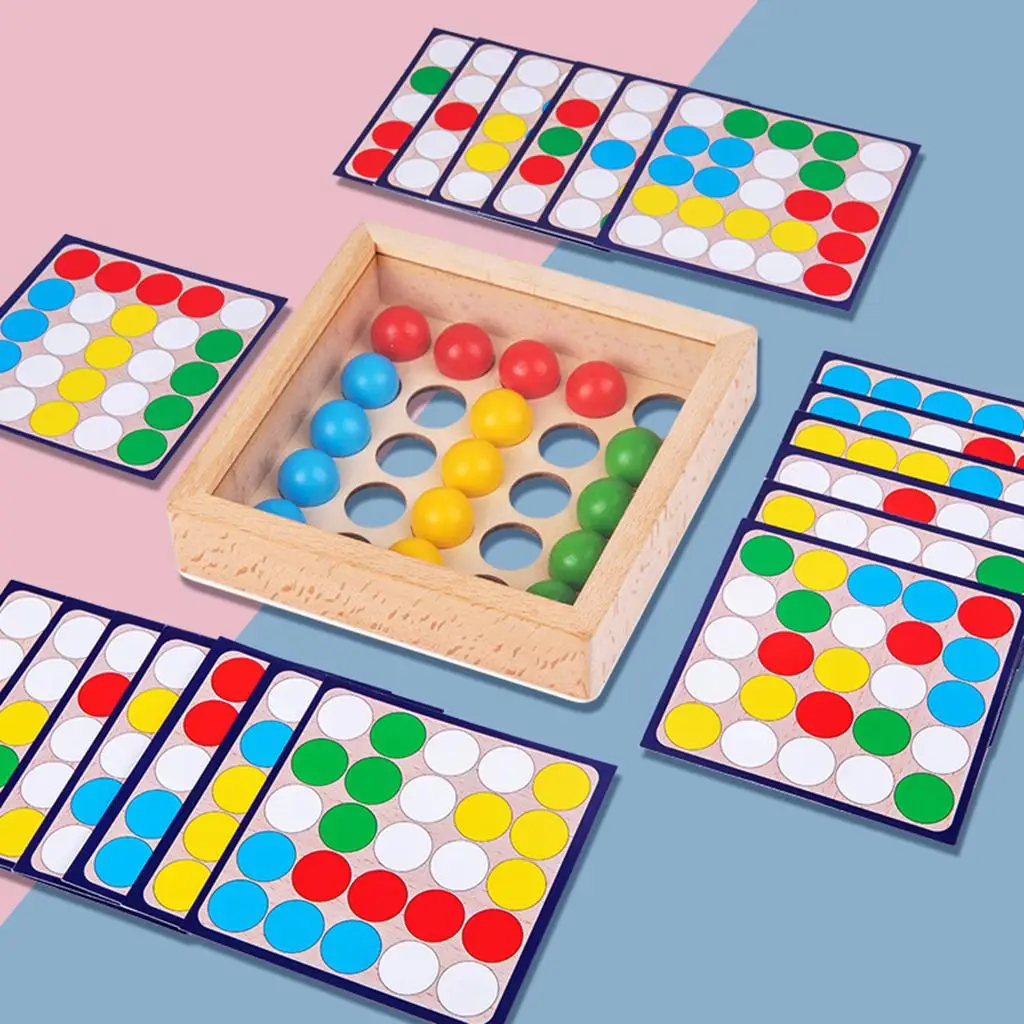 Montessori Wooden Color Sorting Toy with 20 Cards Educational Counting Matching Game for Preschool Children Boys Girls Ages 3 4