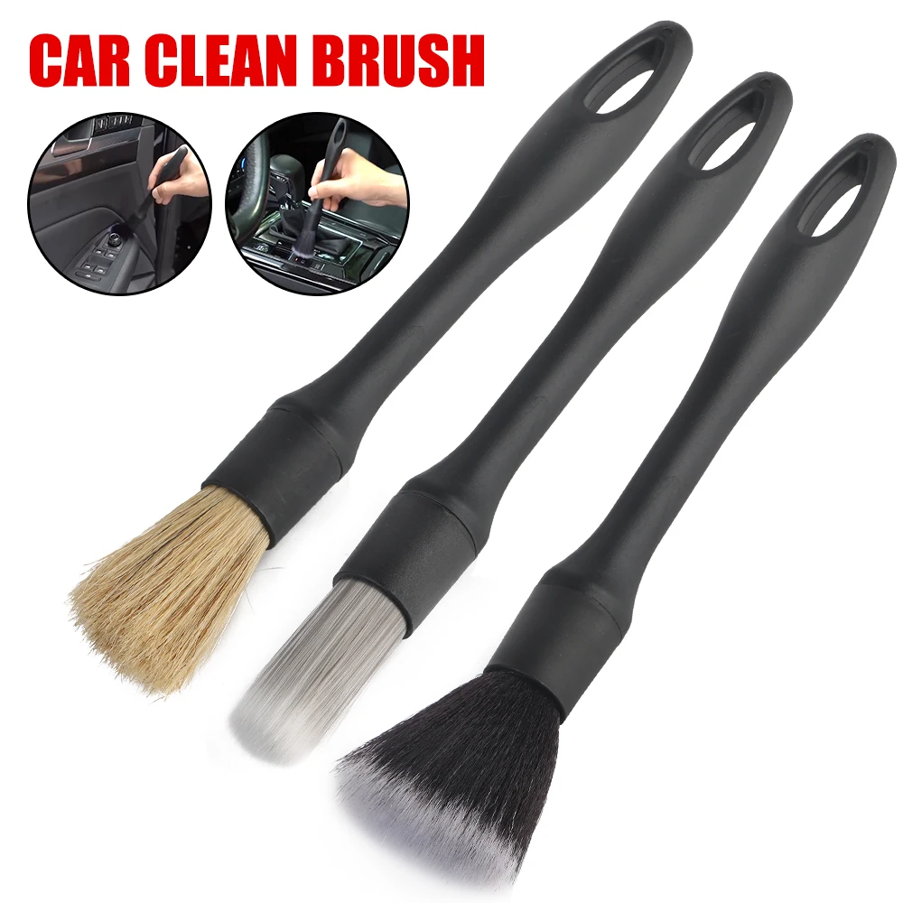 

Cleaning Brush Brush Set Dust Remove Tools Dash Duster with Synthetic Bristles Auto Interior Super Soft 3PCS Car Detailing Brush