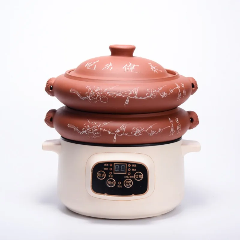 Slow Cooker for Home Use Electric Steam Cooker Purple Clay Soup Pot for Chinese Herbal Medicine Stew