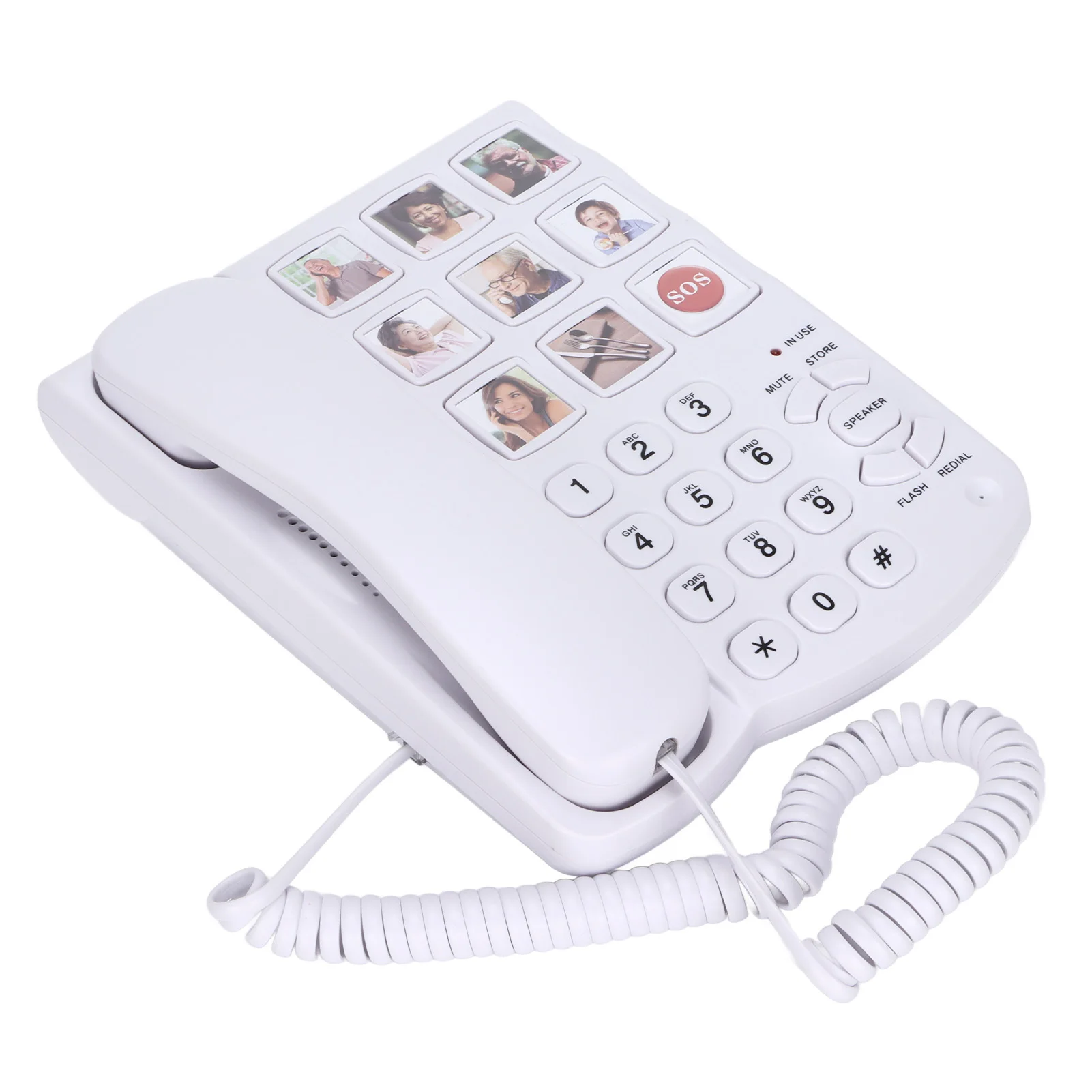 Big Button Picture Corded Landline Phone Amplified Photo Memory Corded Landline for Seniors Elderly Dementia Sufferers