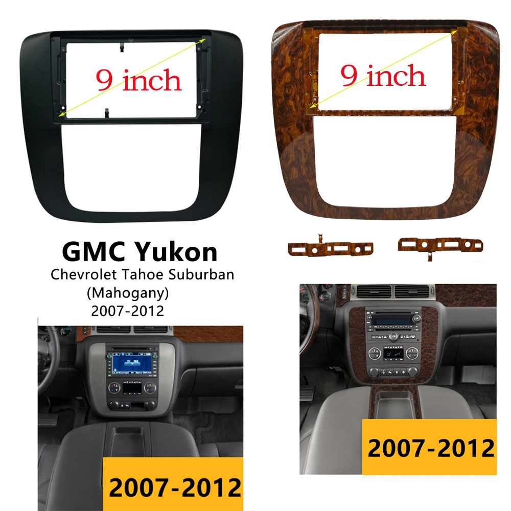 2 Din Car DVD Frame Audio Fitting Adaptor Dash Trim Kits Facia Panel 9 inch For GMC Yukon Chevrolet Tahoe Suburban Radio Player