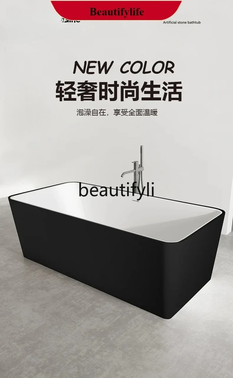 LXArtificial stone deep bubble household bathtub rectangular hotel engineering B & B bathtubSSS