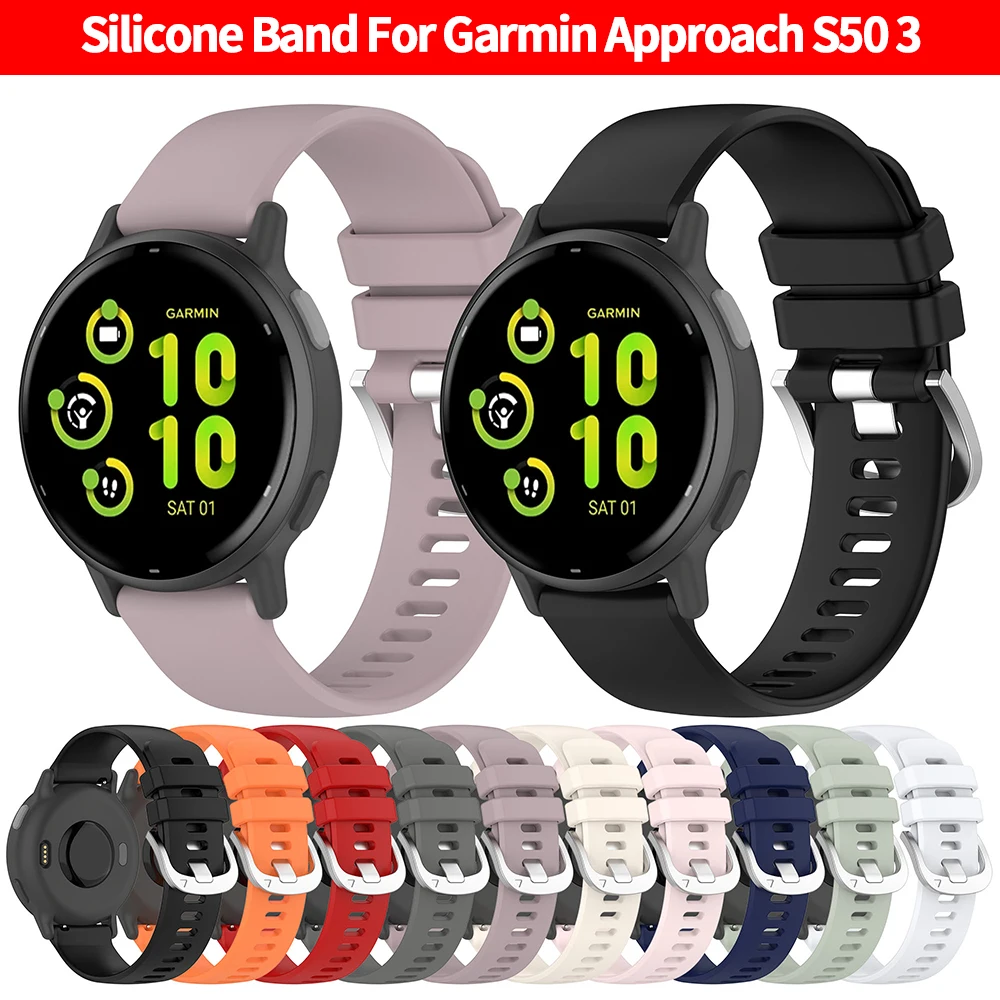 

Силиконовый ремешок для Garmin Approach S50 Vivoactive 2, 20 мм, браслет для Garmin Forerunner 245/168/165 Venu SQ Wristabnd