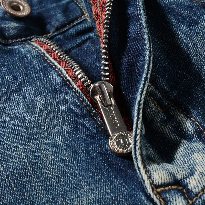 Newly Designer Fashion Men Jeans High Quality Retro Blue Stretch Slim Fit Ripped Jeans Men Trousers Vintage Denim Pants Hombre