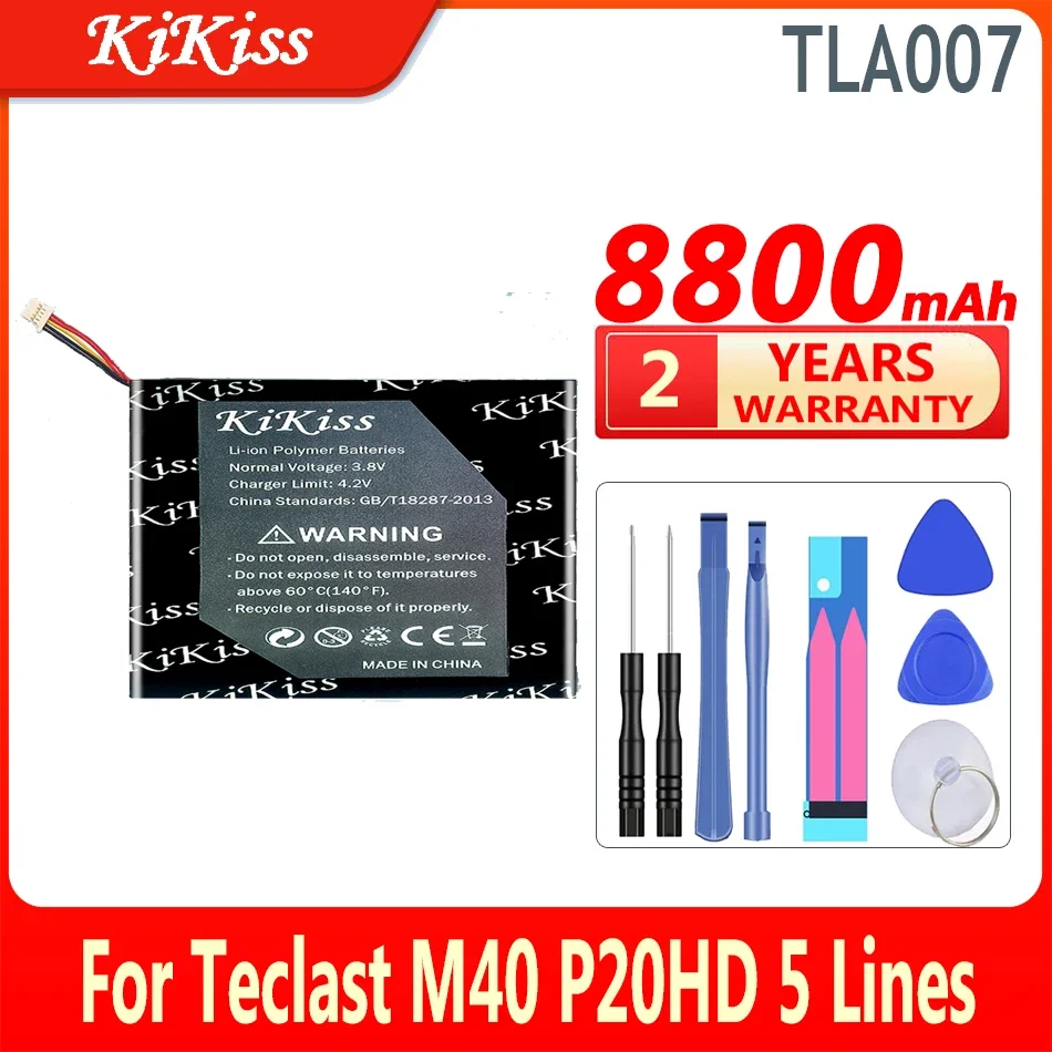 

8800mAh KiKiss High Capacity Battery TLA007 For Teclast M40 P20HD 5 Lines Batteries