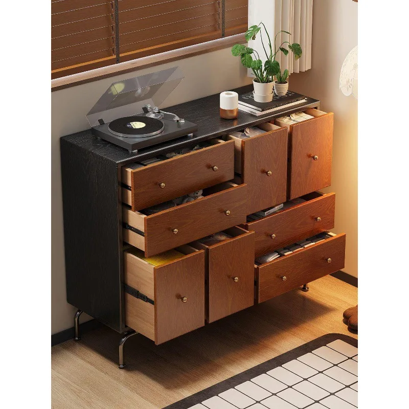 Medieval style cabinet, solid wood eight-bucket room, simple storage in the bedroom, integrated dining side cabinet,