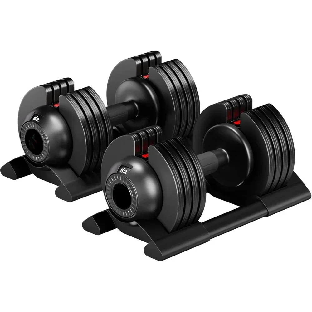 Adjustable Dumbbell,52lb Adjustable Weight Dial Dumbbell with Anti-Slip Handle and Weight Plate for Home Exercise
